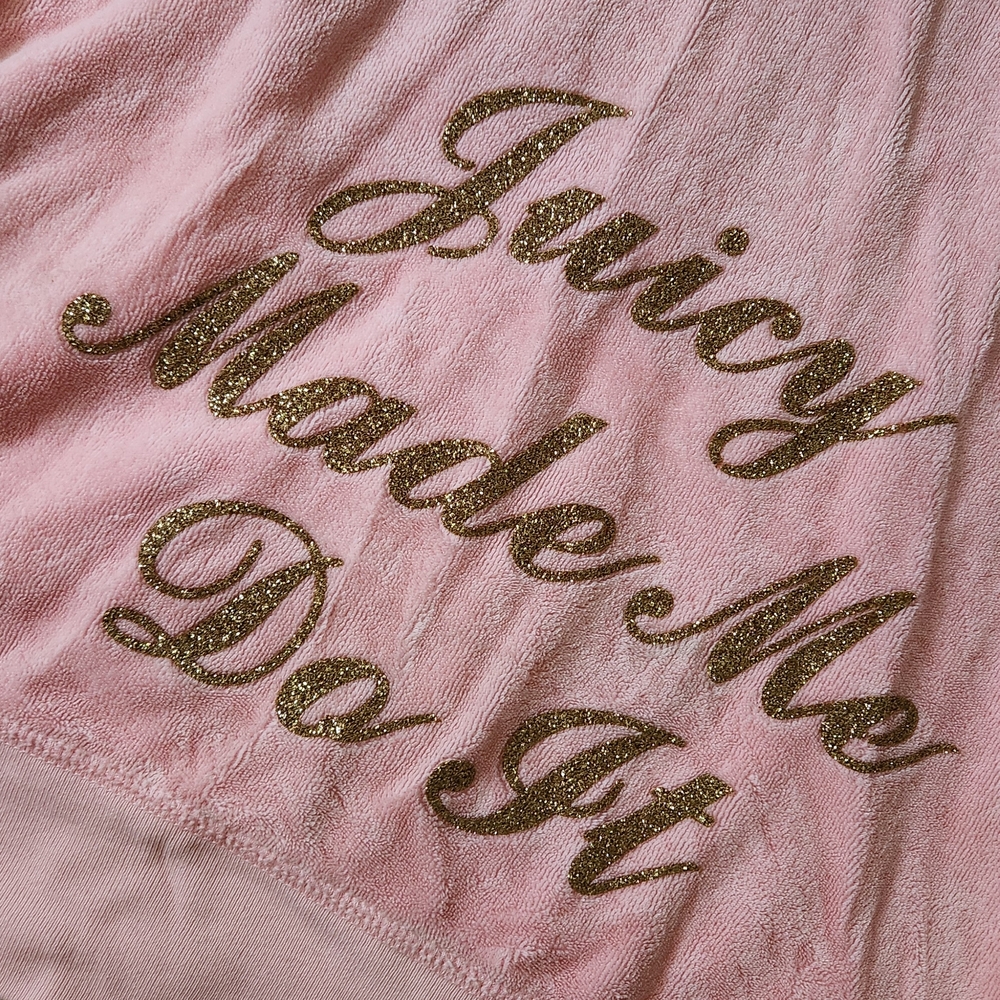 Juicy Couture "Juicy Made me Do It" vintage  bubblegum pink terry jacket Large - Picture 2 of 8
